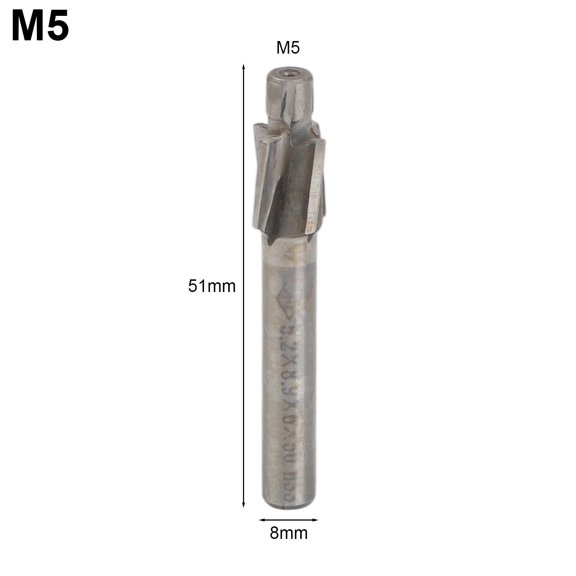 EpheyFIF 1Pc Hss Counterbore End Mill-M8 Slotting Tool Countersink Milling Cutter High Speed Steel Machinery Tool Accessories M5