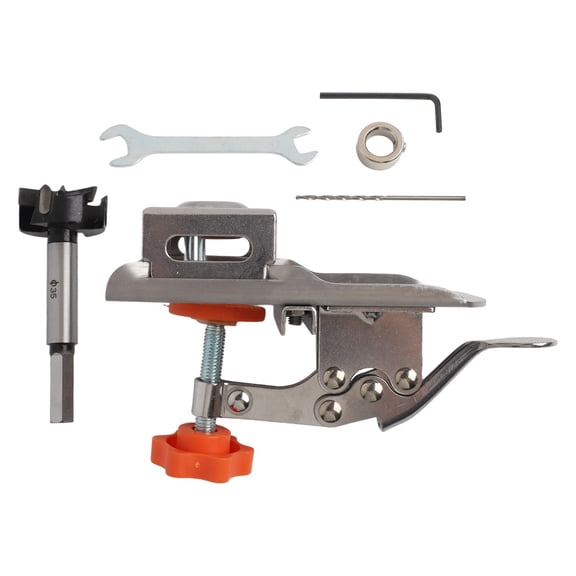 EpheyFIF 35mm Concealed Hinge Drilling Jig Woodworking Hole Drilling Guide Locator Stainless Steel Plastic Hole Opener Template Door 1Set