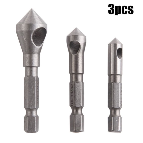 EpheyFIF 3Pcs Chamfer Countersink Deburring Drill Set Taper Hole Cutter Deburring Drill