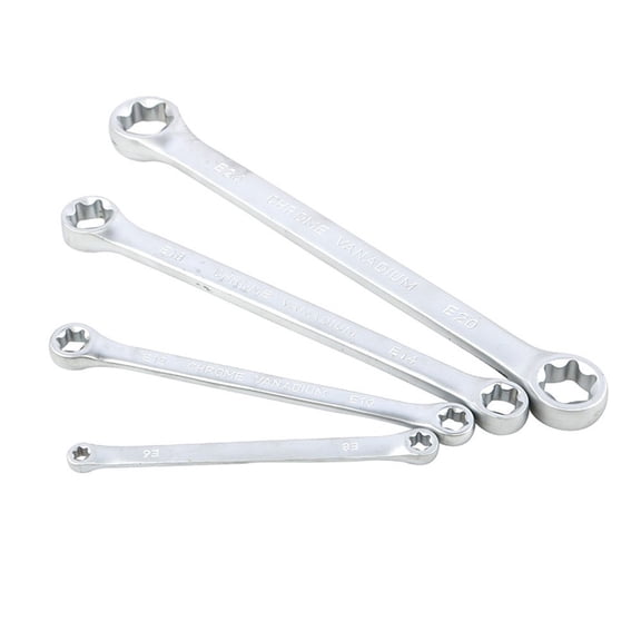 EpheyFIF 4Pcs E- Ring Wrench Spanner Star Double for Torx Wrench Spanner E6- E24 E-Type Double-Ended Hexagon Hardware Tool Parts