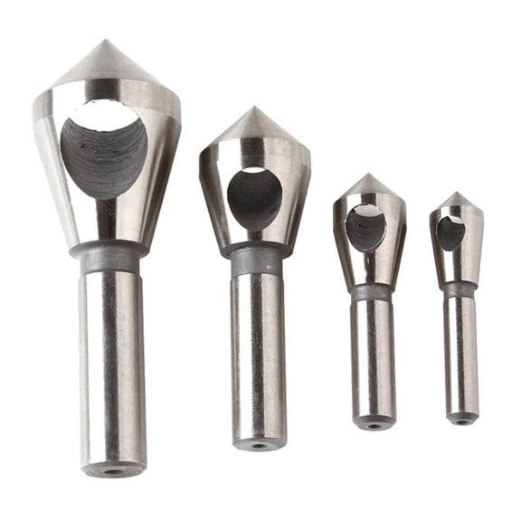 EpheyFIF 4Pcs-Plated Coated Countersink Drill Bit Set Hss Deburring Chamfering Cutter Metal 90 Degree Round Shank Hole Cutter