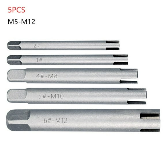 EpheyFIF 5Pcs M5-Screw Tap Extractor Steel Broken Head Taps Remover Stripped Screw Tap Extractor Set Screw Remover Tools Drill Bits