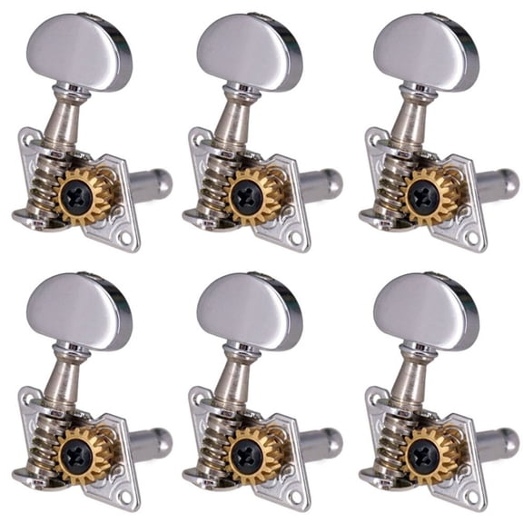 EpheyFIF 6Pcs Guitar Tuning Pegs Chrome Plated Semicircle Buttons Open Gear String for Folk Guitar Basses Accessories Tuning Pegs Parts 6R