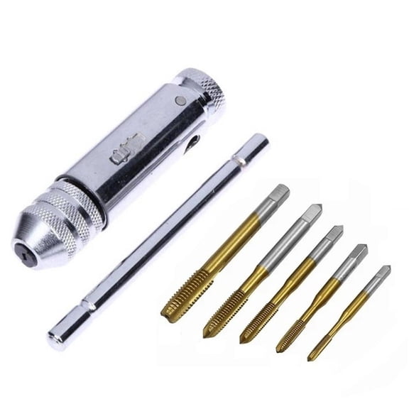 EpheyFIF 6Pcs Tapping Drill Tapping Tool Adjustable T-Handle Ratchet Tap Reamer Hand Manual Holder Wrench M3-M8 Hand Tools
