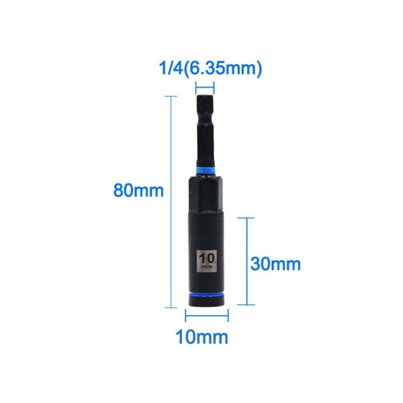 EpheyFIF Drill Bit Extension Hex Nut Driver Workshop Diy Black Finish for Pneumatic Electric Available In 1 3 5 Pcs for Car 10mm