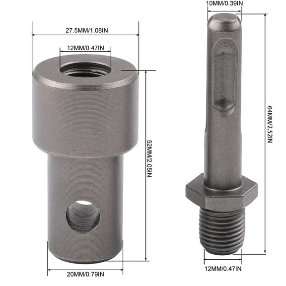 EpheyFIF Earth Auger Adapter Tool 4 Interface Types Drill Bit Adapter Connection for Wrench Hammer Machine Power Tool Accessories A