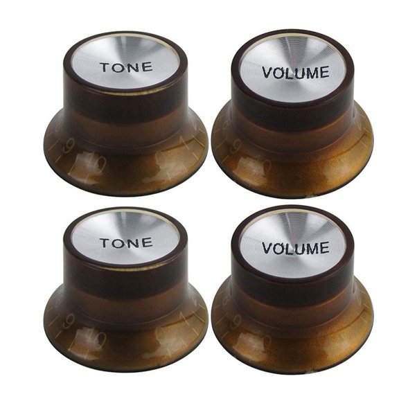 EpheyFIF Electric Guitar Knobs Set 2 Volume and 2 Tone Compatible with for Epi Lp St and Les St Series Replacement Parts Brown