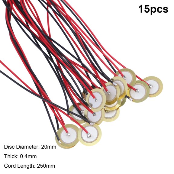 EpheyFIF Guitar Trigger Piezo Discs 15 Pcs 20mm Piezo Discs Transducer Mic Drum Guitar Trigger Acoustic Pickup 15Pcs High Quality