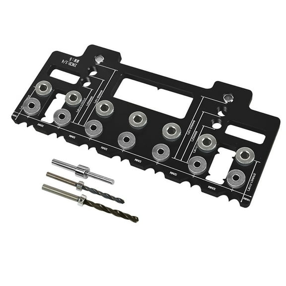 EpheyFIF Handle Pitch Punch Hole Locator Set Shelf Pin Drilling Guide Pocket Jig Tool Kit Black