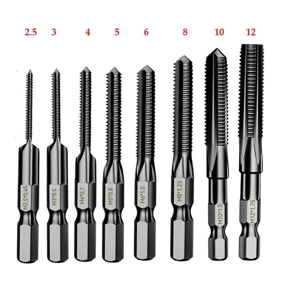 EpheyFIF Hss Threaded Tap Set Of 8 with Hex Shank Designed for Efficient Chip Clearance