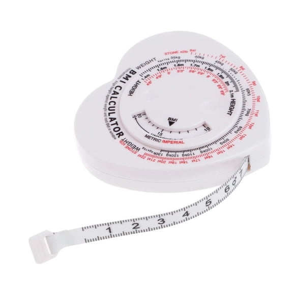 EpheyFIF Measuring Tools 1.5M Heart Bmi Body Mass Index Tape Measure Calculator Muscle Rule Tape Tool Heart Shaped Bmi Tape Measure
