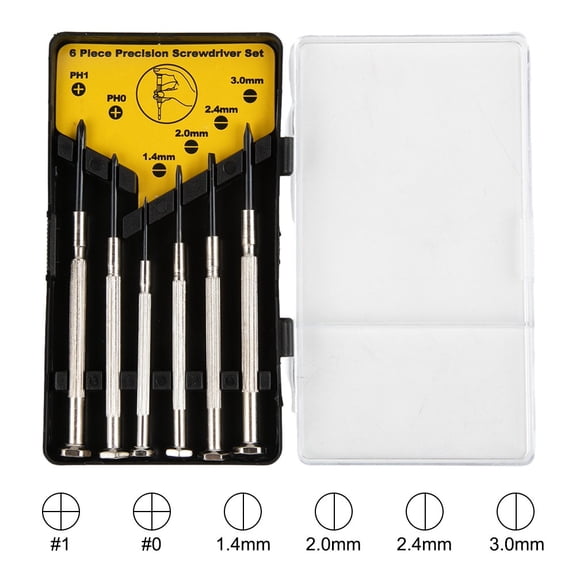 EpheyFIF Ph0 Screwdriver Nutdrivers Precision Silver/Black/Blue Slotted 6Pcs/Set Chrome Vanadium Alloy Steel Electronic