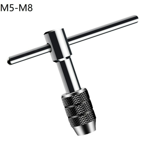 EpheyFIF Reversible Tapping Threading Tool T-Handle Wrench Single Tap Ratcheting Tap Wrenches Adjustable Hand Thread Tap Holder M5-M8