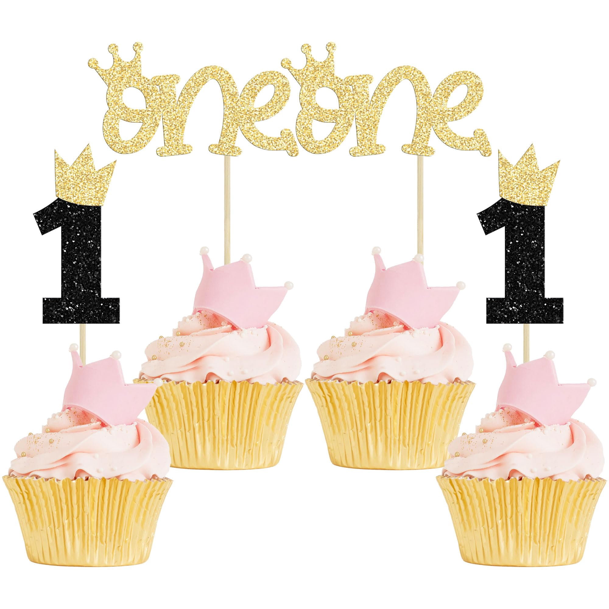 Ephlyn 24Pcs Crown Cupcake Toppers Glitter Queen Crown Cupcake Picks ...