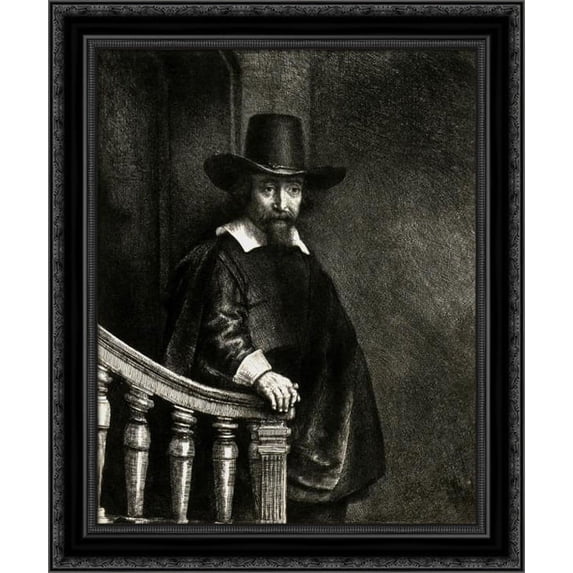 Ephraim Bonus, Jewish Physician 20x22 Black Ornate Wood Framed Canvas Art by Rembrandt