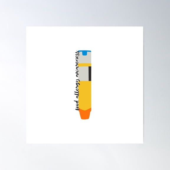 Epi-Pen Food Allergy Awareness Poster Wall Art, Modern Wall Decor For Living Room Bedroom, 30x30 UNFRAMED