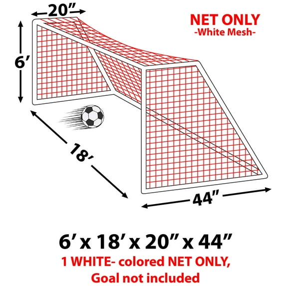 Epic 3Mm Soccer Goal Nets 6'X18'x20"X44"-Each