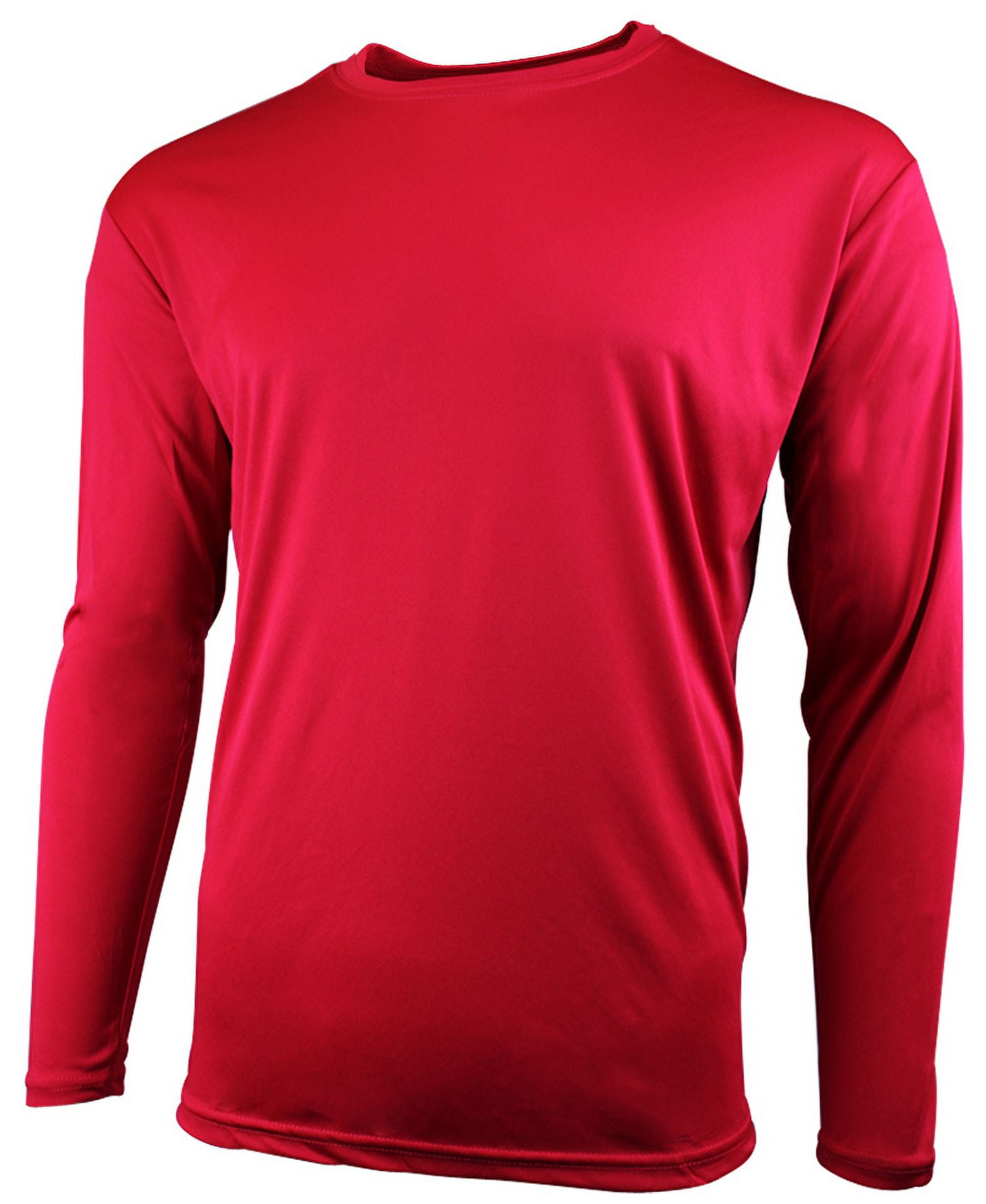 Epic Sports Epic Adult Cooling Performance Long Sleeve Crew T shirts 18 Colors Available Adult Unisex Size 3XL Red