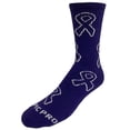thumbnail image 1 of Epic Adult Crew Purple Ribbon Awareness Socks Pancreatic Cancer Pair, 1 of 2