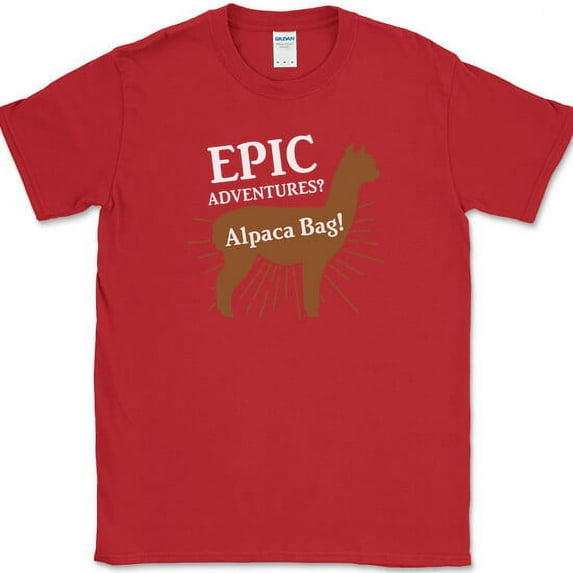 Epic Adventures Alpaca Bag T-Shirt Funny Camping RV Journey Tee - Red, S