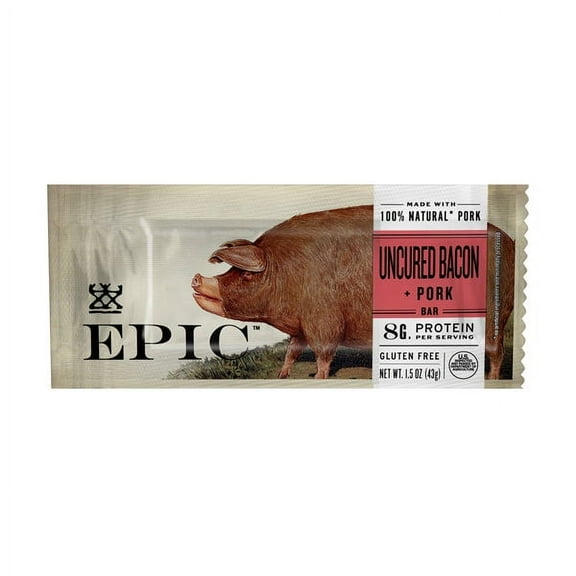 Epic All Natural Uncured Bacon & Pork Bar -- 1.5 oz Pack of 4