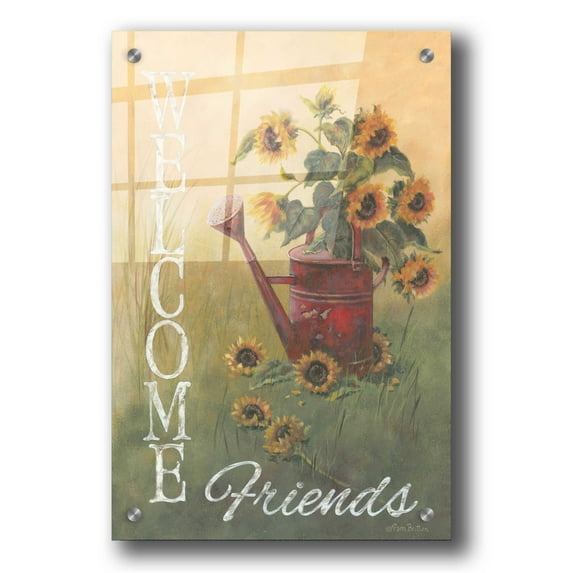 Epic Art 'A Sunflower Welcome' by Pam Britton, Acrylic Glass Wall Art, 24"x36"