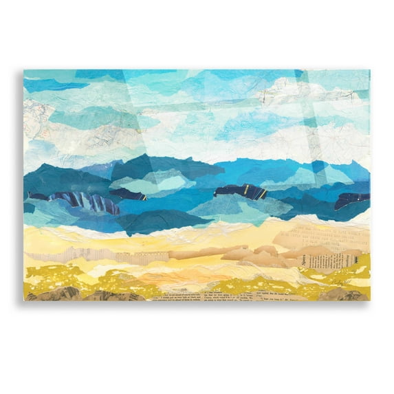 Epic Art 'Abstract Coastal I' by Courtney Prahl, Acrylic Glass Wall Art, 16"x12"