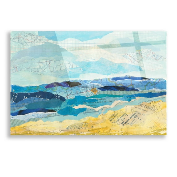 Epic Art 'Abstract Coastal II' by Courtney Prahl, Acrylic Glass Wall Art, 16"x12"