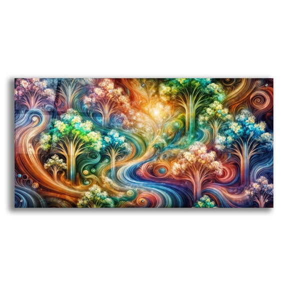Epic Art 'Abstract Forest' by Rey Klimt Acrylic Glass Wall Art, 48" x 24"