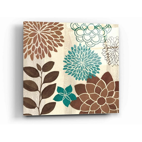 Epic Art 'Abstract Garden Blue I' by Veronique Charron, Acrylic Glass Wall Art, 12"x12"