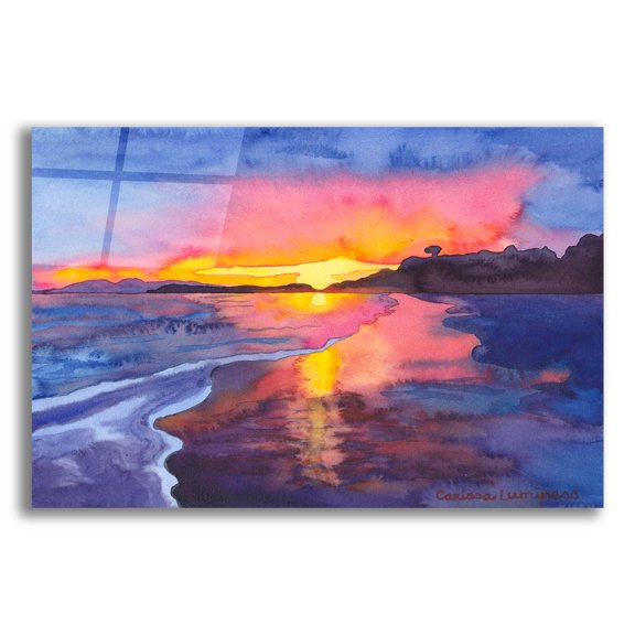 Epic Art 'Abstract Sunset' by Carissa Luminess, Acrylic Glass Wall Art, 24"x16"