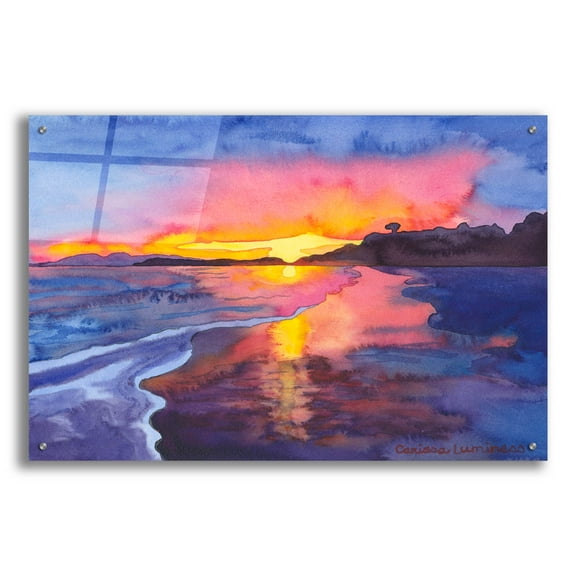 Epic Art 'Abstract Sunset' by Carissa Luminess, Acrylic Glass Wall Art, 36"x24"