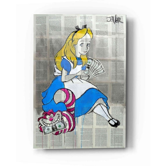 Epic Art 'Alice In Moneyland' by Loui Jover, Acrylic Glass Wall Art, 12"x16"