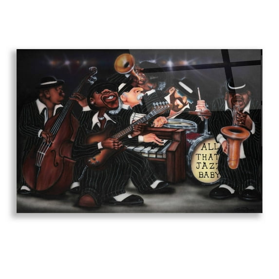 Epic Art 'All That Jazz' by Leonard Jones, Acrylic Glass Wall Art, 24"x16"