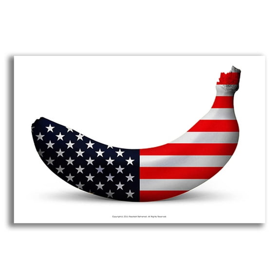Epic Art 'American Banana' by Tricia Courtney, Acrylic Glass Wall Art, 16"x12"