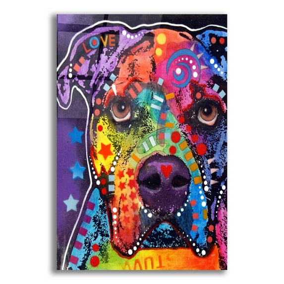 Epic Art 'American Bulldog 3' by Dean Russo, Acrylic Glass Wall Art, 12"x16"
