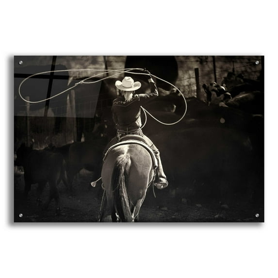 Epic Art 'American Cowgirl' by Lisa Dearing, Acrylic Glass Wall Art, 36"x24"