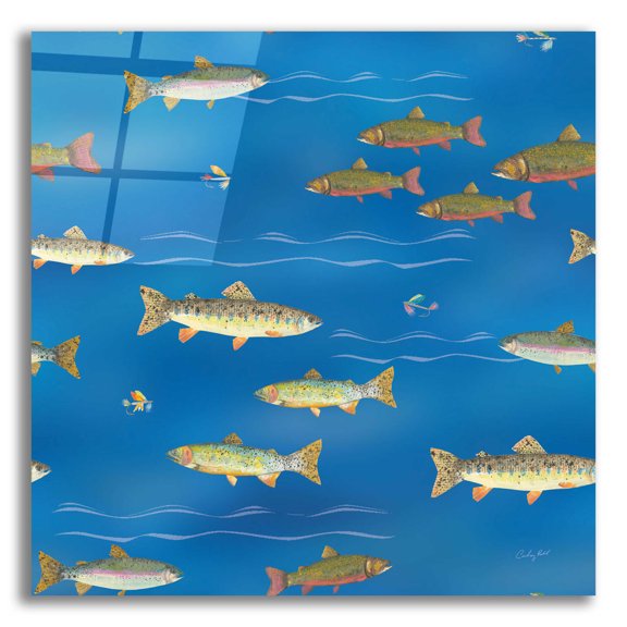 Epic Art 'Angling in The Stream Pattern IB by Courtney Prahl, Acrylic Glass Wall Art, 12"x12"