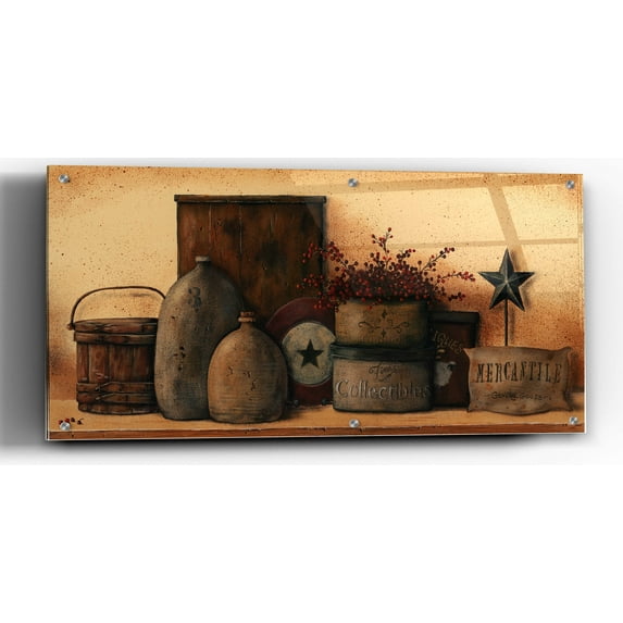 Epic Art 'Antique Treasures I' by Pam Britton, Acrylic Glass Wall Art, 24"x12"
