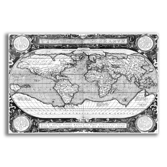 Epic Art 'Antique World Map' by  Vision Studio, Acrylic Glass Wall Art, 24"x16"