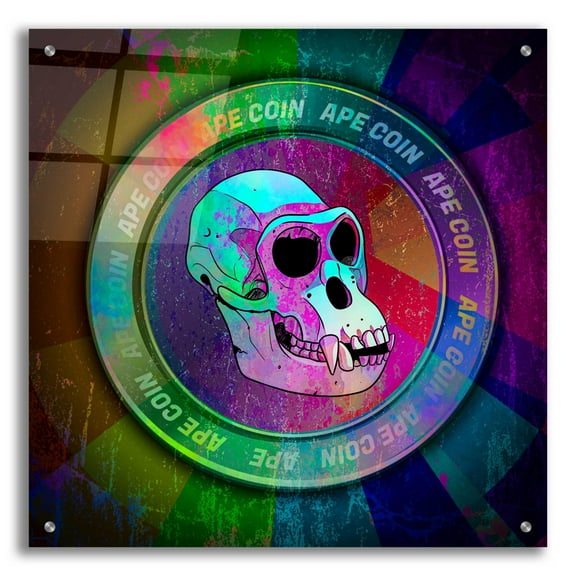Epic Art 'Ape Crypto Coin' by Epic Portfolio, Acrylic Glass Wall Art, 24"x24"
