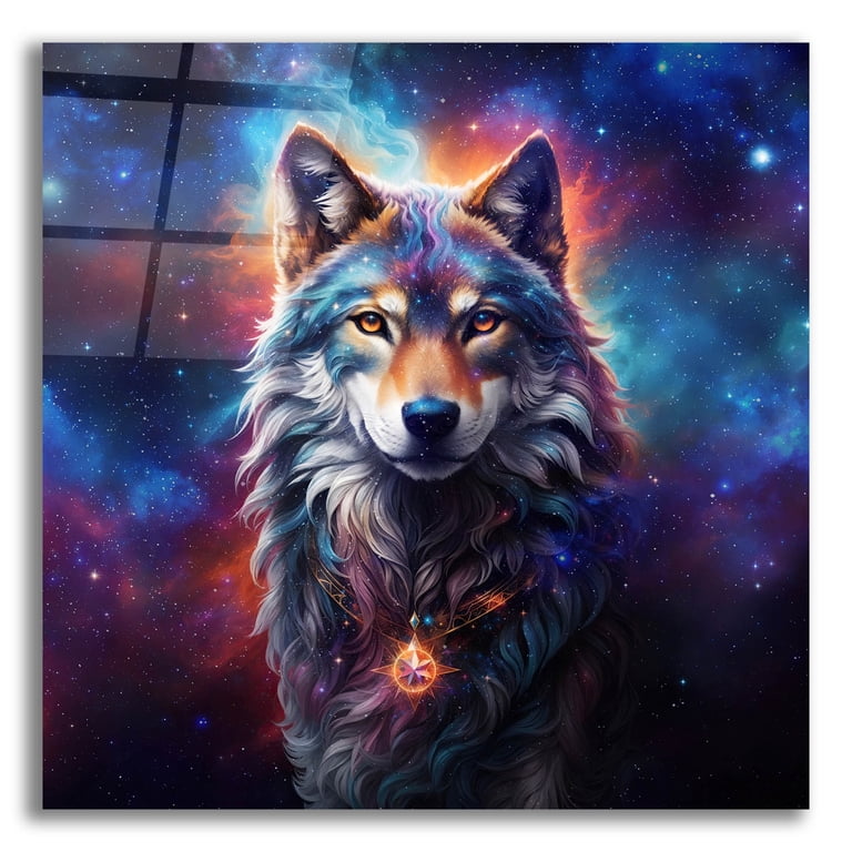 レア/SKOLOCT/CANVAS/ART/2 Epic Art 'Astral Spirit Wolf' by Cameron Gray, Acrylic Glass Wall