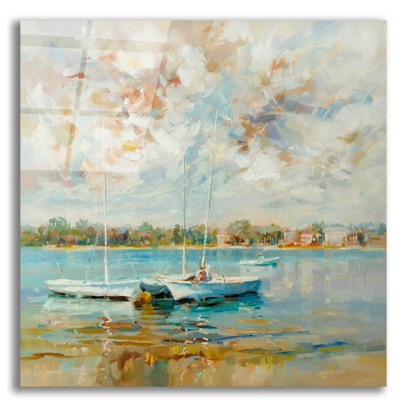 Epic Art 'At Water's Edge' by Kasia Bruniany Acrylic Glass Wall Art, 12"x12"