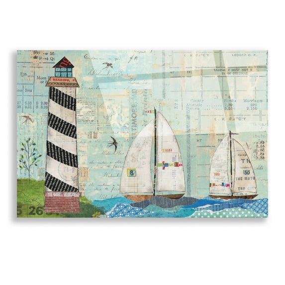 Epic Art 'At the Regatta Coastal Lighthouse' by Courtney Prahl, Acrylic Glass Wall Art, 16"x12"