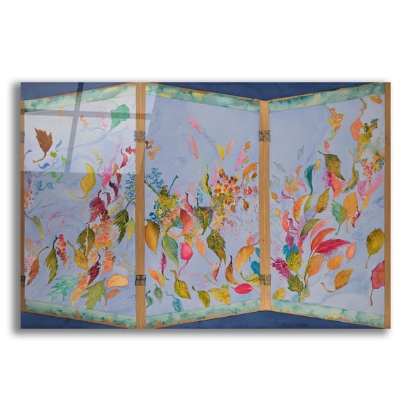 Epic Art 'Autumn Blows Away, Japanese Screen Right Panel' by Sharon Pitts, Acrylic Glass Wall Art, 16"x12"
