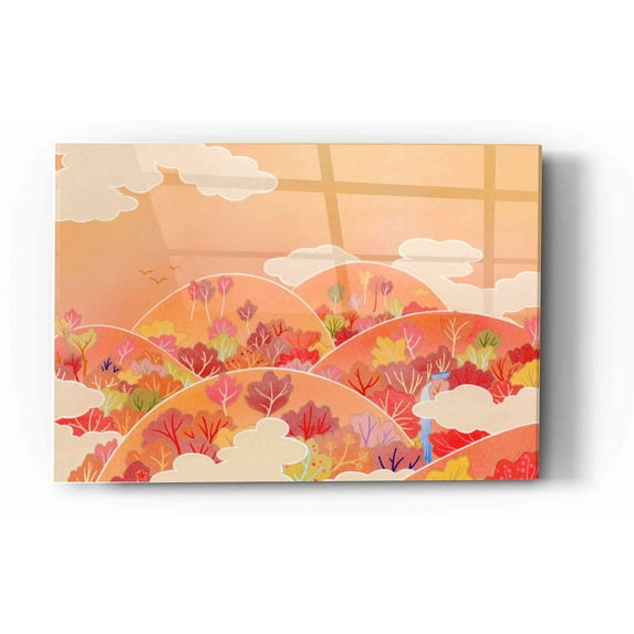 Epic Art 'Autumn Hill' by Zigen Tanabe, Acrylic Glass Wall Art, 12"x16"