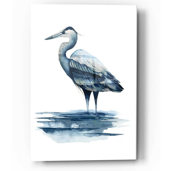 Epic Art 'Azure Heron I' by Grace Popp, Acrylic Glass Wall Art, 12"x16"