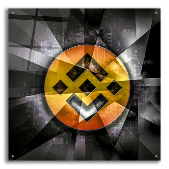 Epic Art 'BNB Binance Coin,' Acrylic Glass Wall Art, 36"x36"