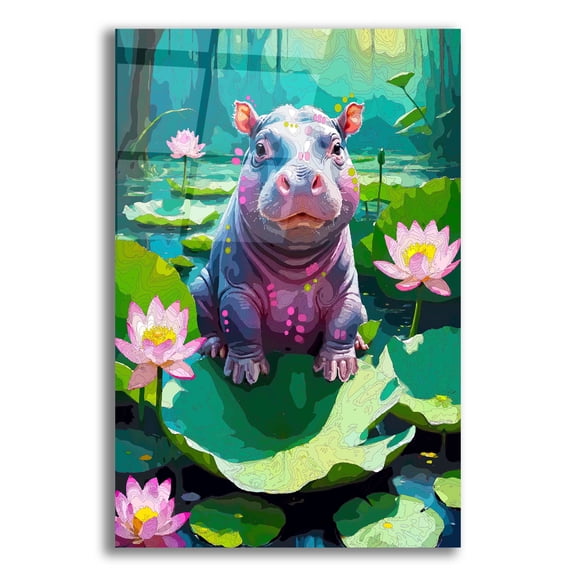 Epic Art 'Baby Hippo'  by Dean Russo Acrylic Glass Wall Art, 12" x 16"