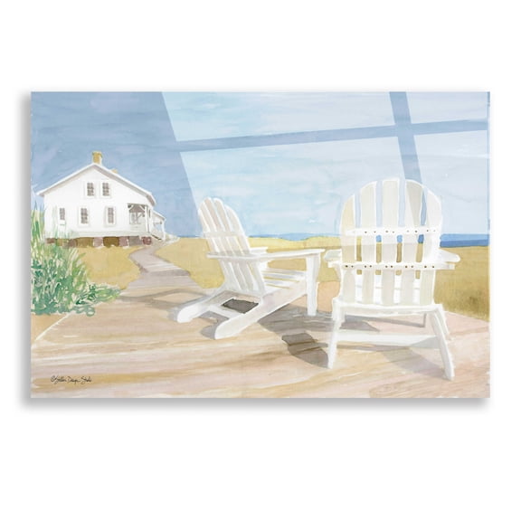 Epic Art 'Beach Chairs 1' by Stellar Design Studio, Acrylic Glass Wall Art, 16"x12"